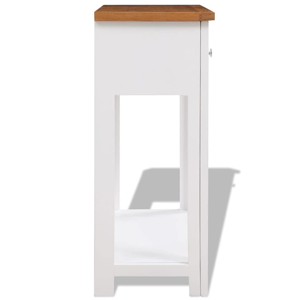 Solid Oak and Acacia Wood Console Table with Two Drawers and Shelf Y7129
