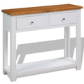 Solid Oak and Acacia Wood Console Table with Two Drawers and Shelf Y7129