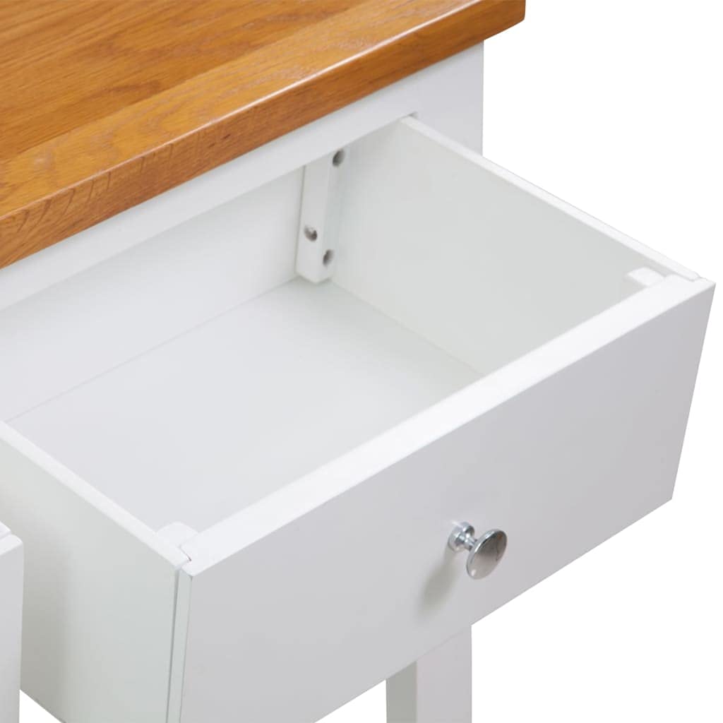 Solid Oak and Acacia Wood Console Table with Two Drawers and Shelf Y7129
