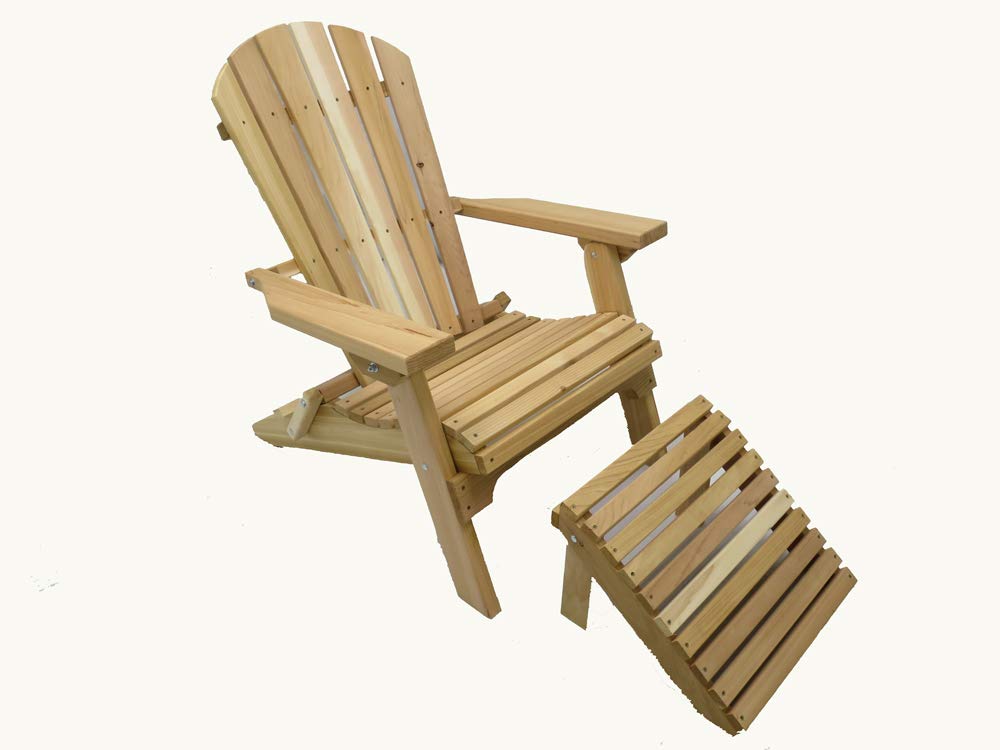 Folding Natural Cedar Adirondack Chair with Ottoman H5308