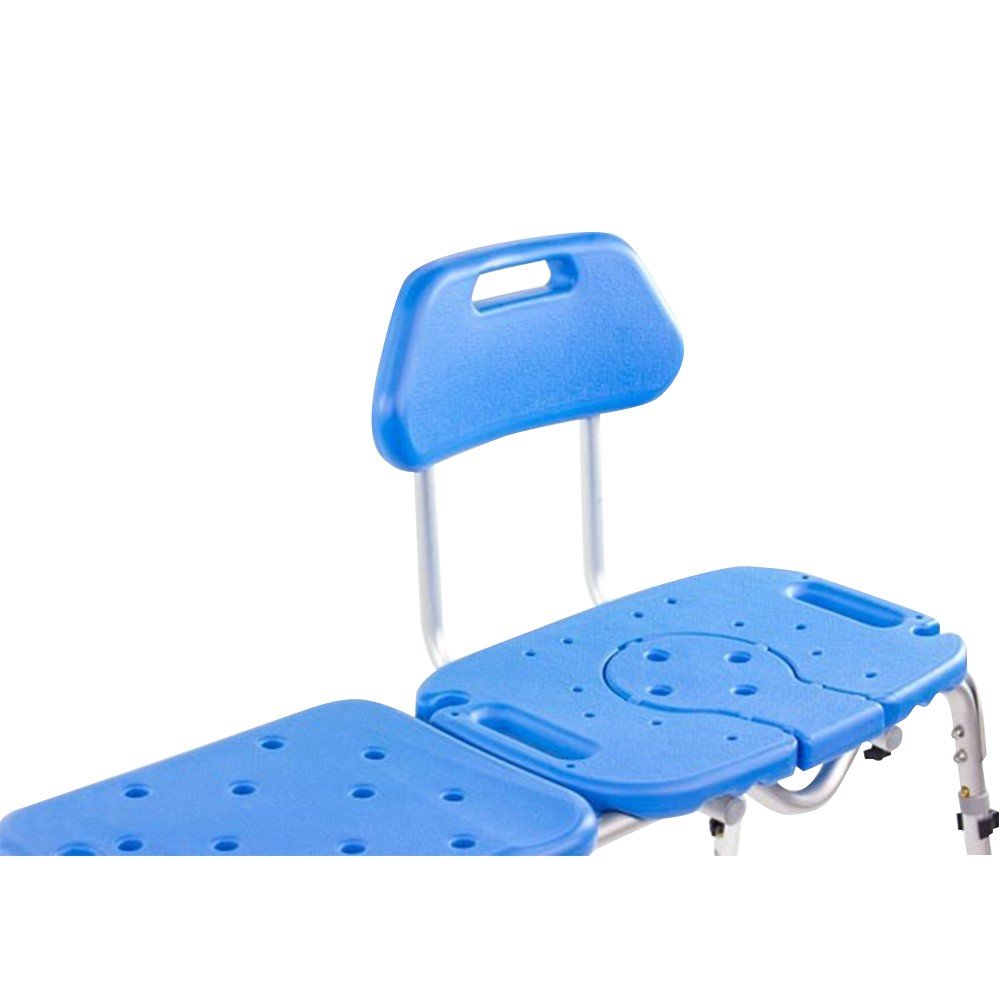 Bath Transfer Bench with Cutout Shower Seat, Adjustable Height, Blue Z5018