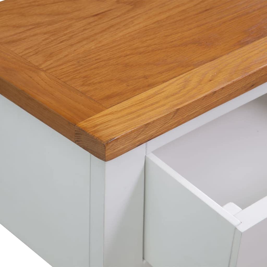Solid Oak and Acacia Wood Console Table with Two Drawers and Shelf Y7129