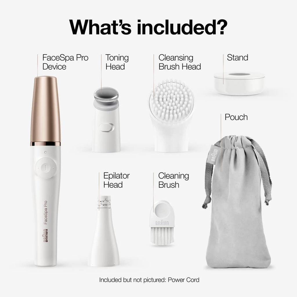 Facial Hair Removal Device 3-in-1 Epilating Cleansing Brush and Skin Toning F8632
