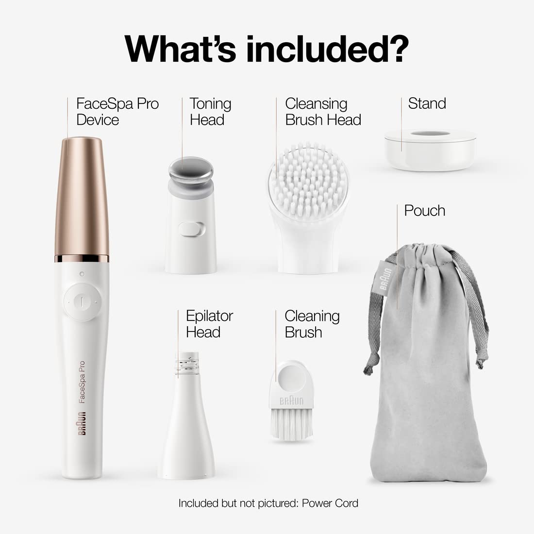 Facial Hair Removal Device 3-in-1 Epilating Cleansing Brush and Skin Toning F8632