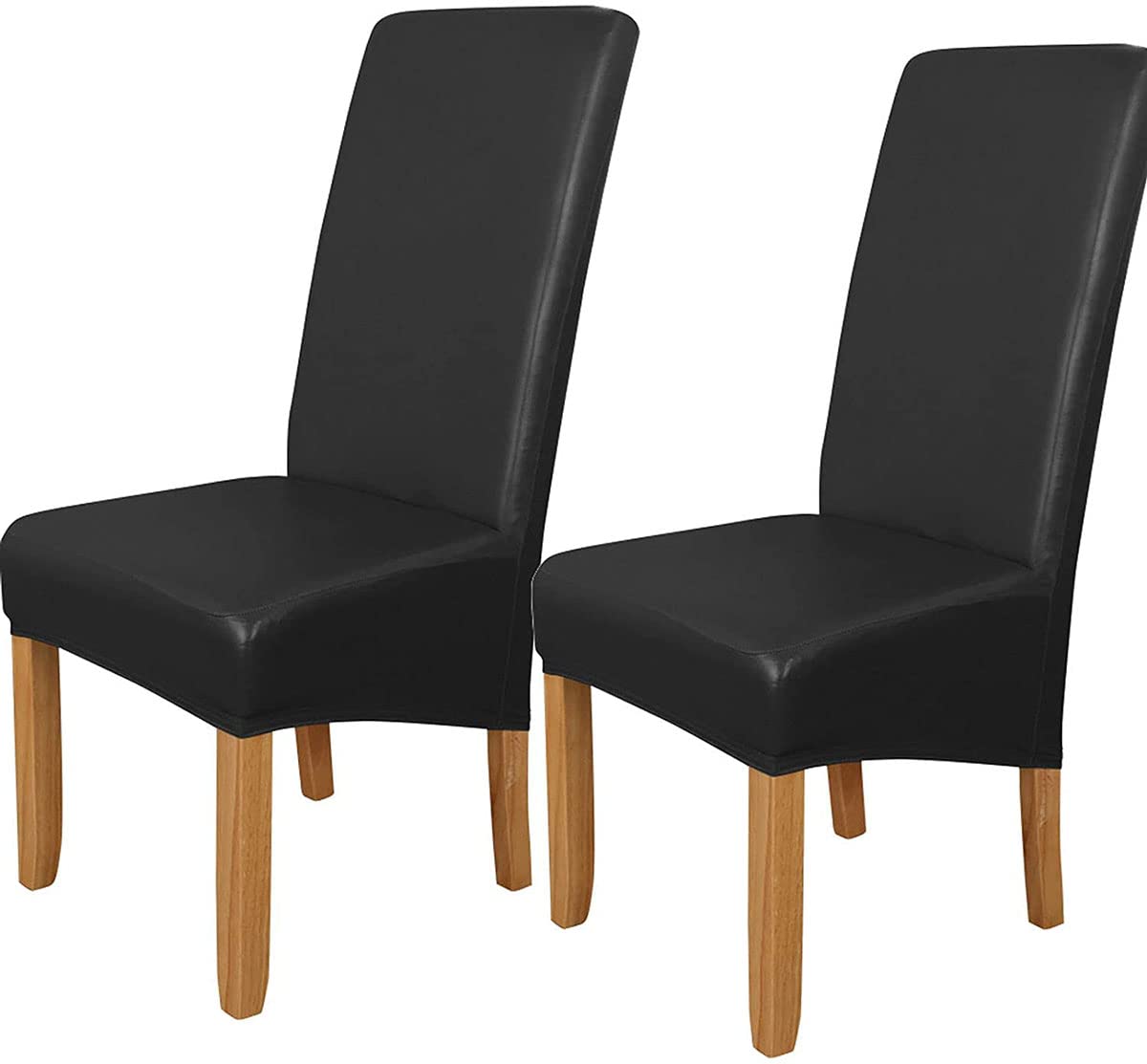 Waterproof Stretch Leather Dining Chair Covers Set of 6 Black Y960