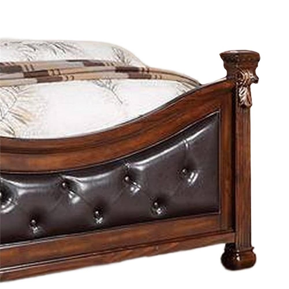 King Bed Tufted Faux Leather Headboard and Footboard F312467