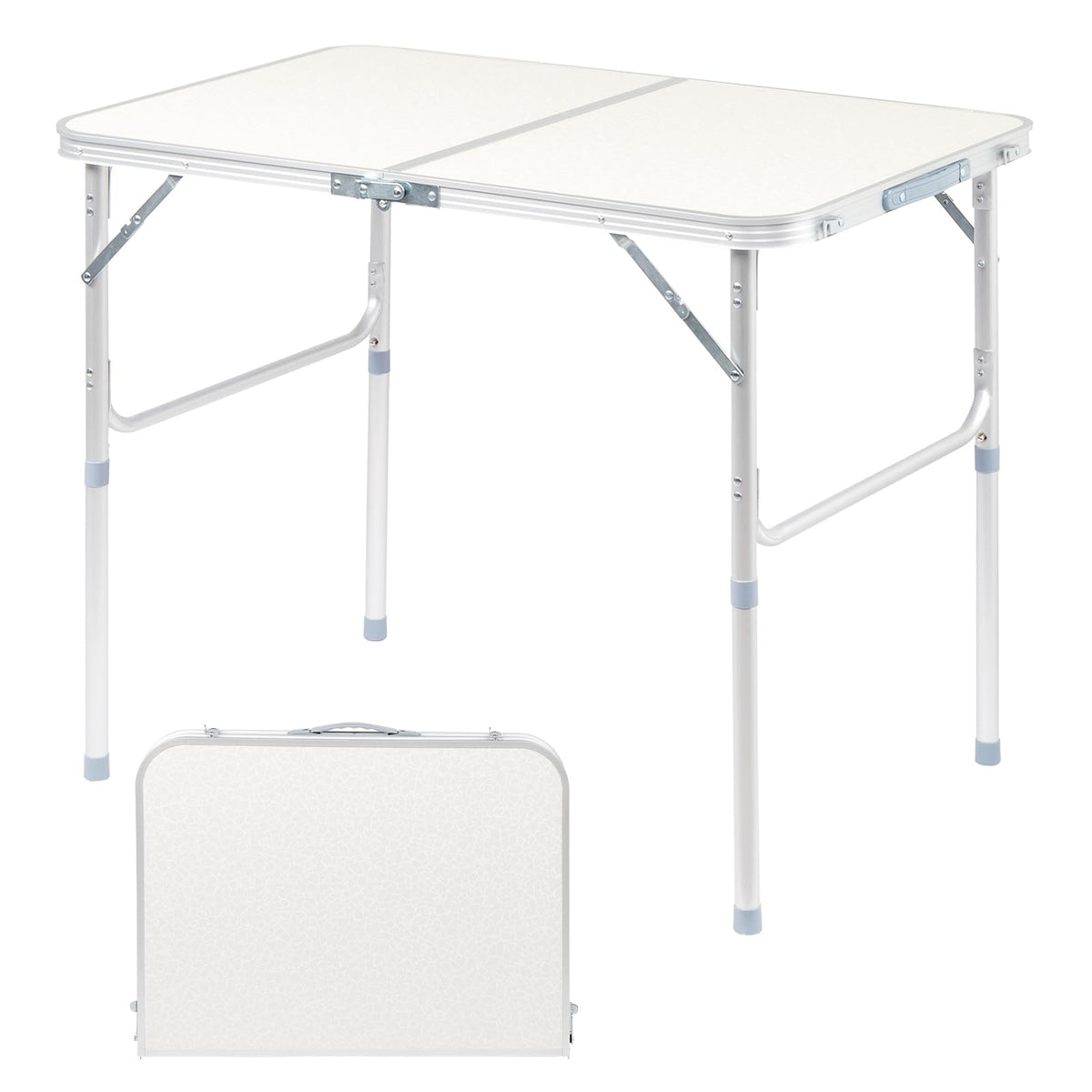 Aluminum Folding Table, Portable and Adjustable Rectangle Table, White (3FT) Y647934