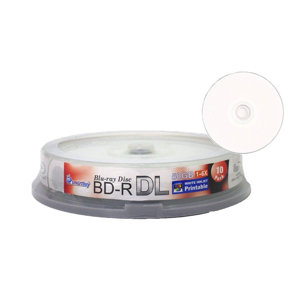 50gb 6X Blu-ray Bd-r Dl White Inkjet Hub Printable Disc (10-Disc) K8163