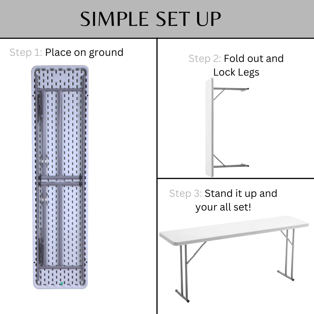 White Granite Plastic Folding Training Table Set of 2 O602
