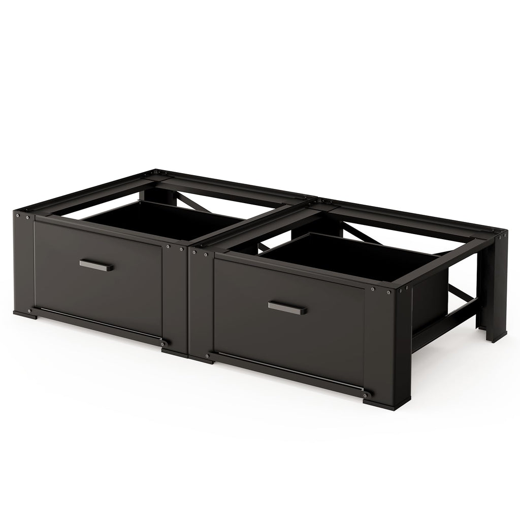29" Washer and Dryer Pedestals with Drawer Set of 2 Black J23408