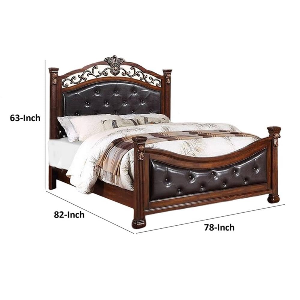 King Bed Tufted Faux Leather Headboard and Footboard F312467