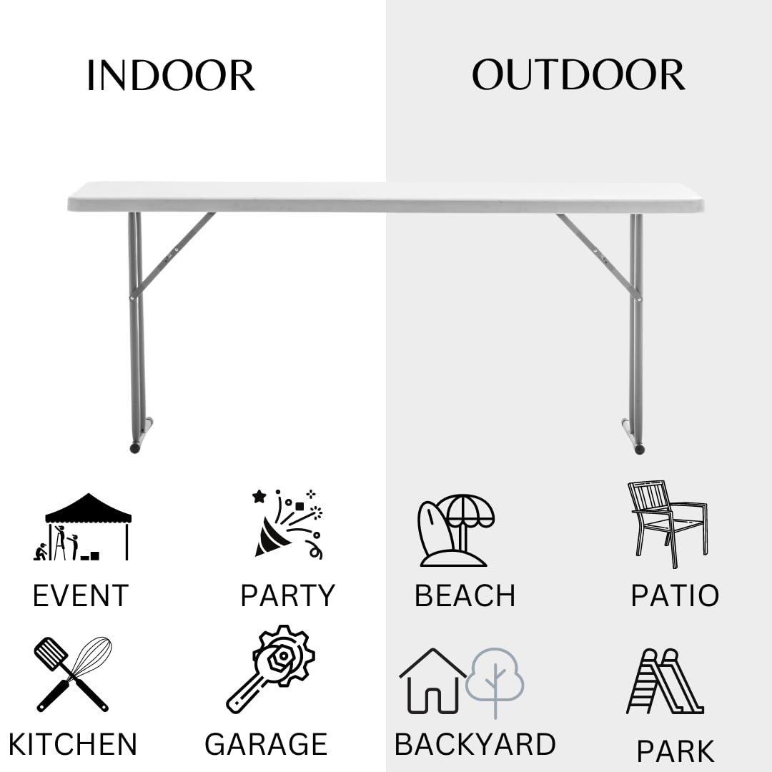 White Granite Plastic Folding Training Table Set of 2 O602