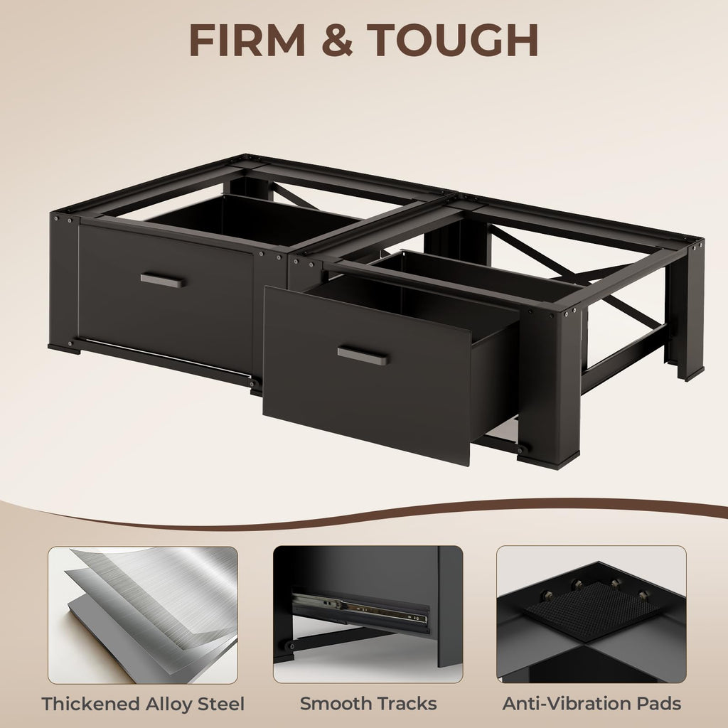 29" Washer and Dryer Pedestals with Drawer Set of 2 Black J23408