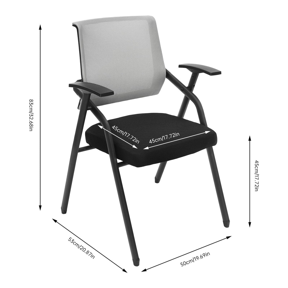 Grey Stackable Folding Mesh Office Chair with Arms T950