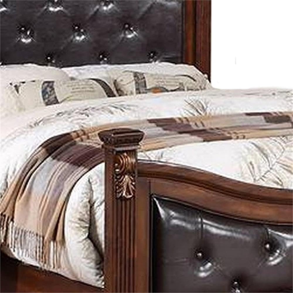 King Bed Tufted Faux Leather Headboard and Footboard F312467