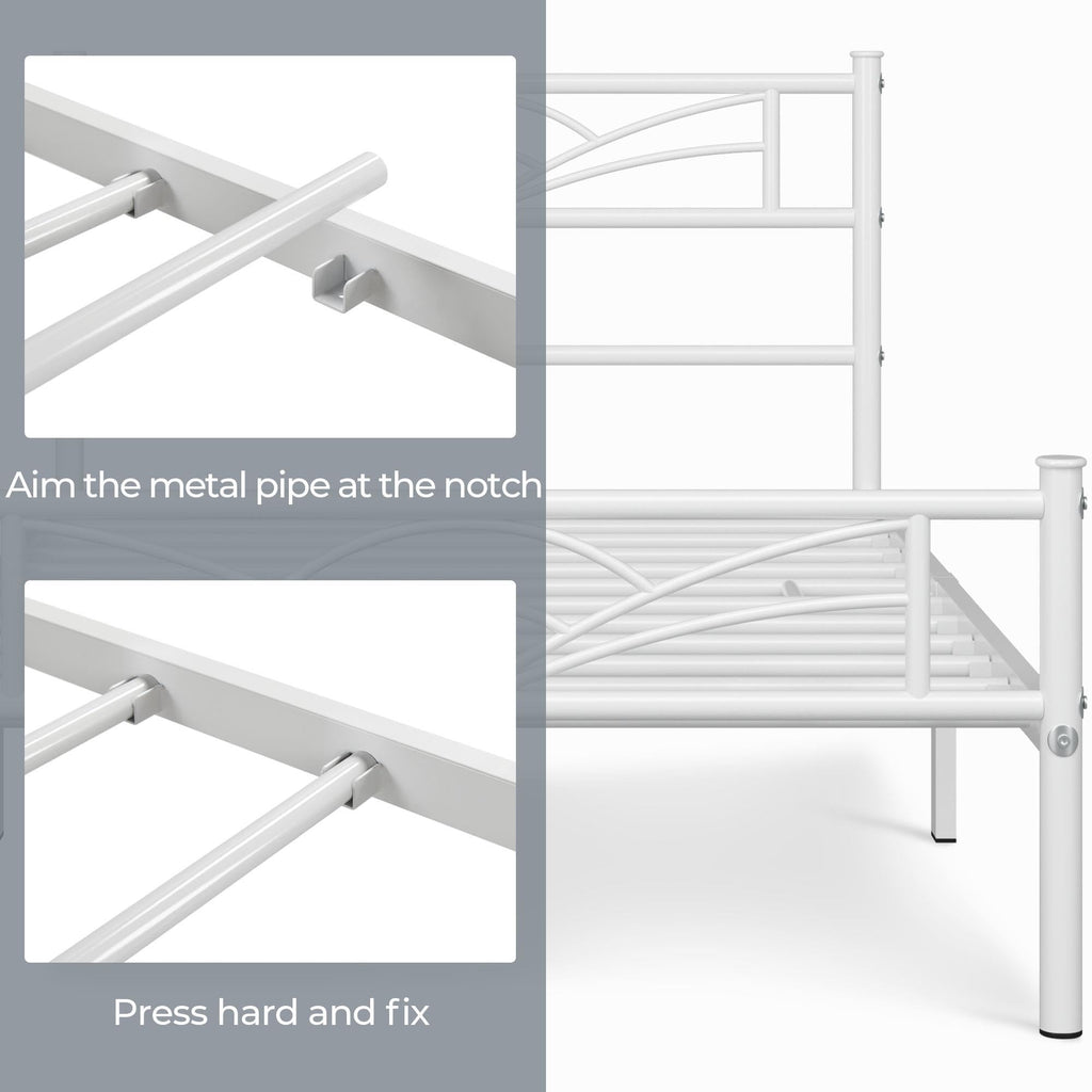 Twin Size White Metal Bed Frame with Headboard R96619