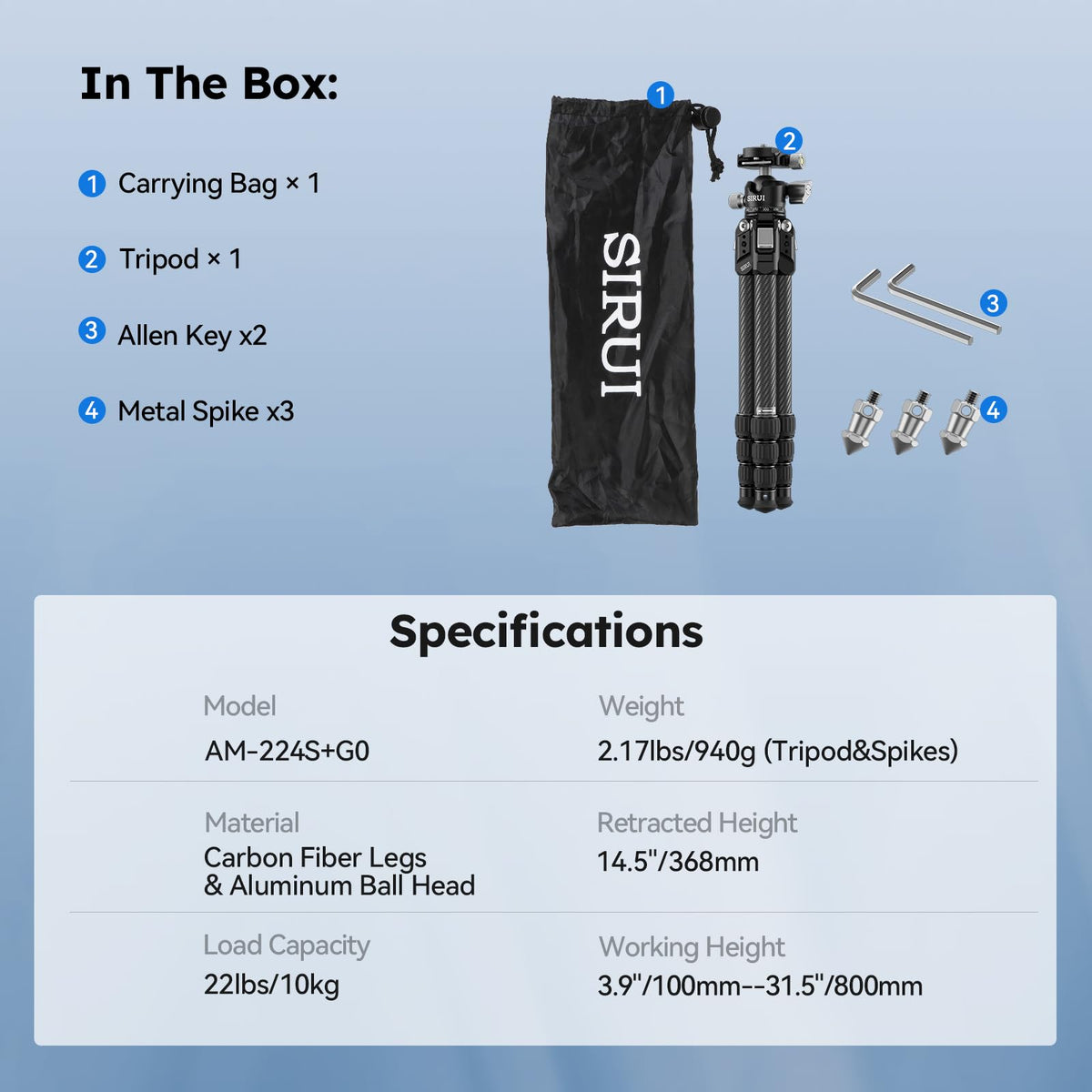 Carbon Fiber Mini Desktop Tripod with 360° Ball Head S47815