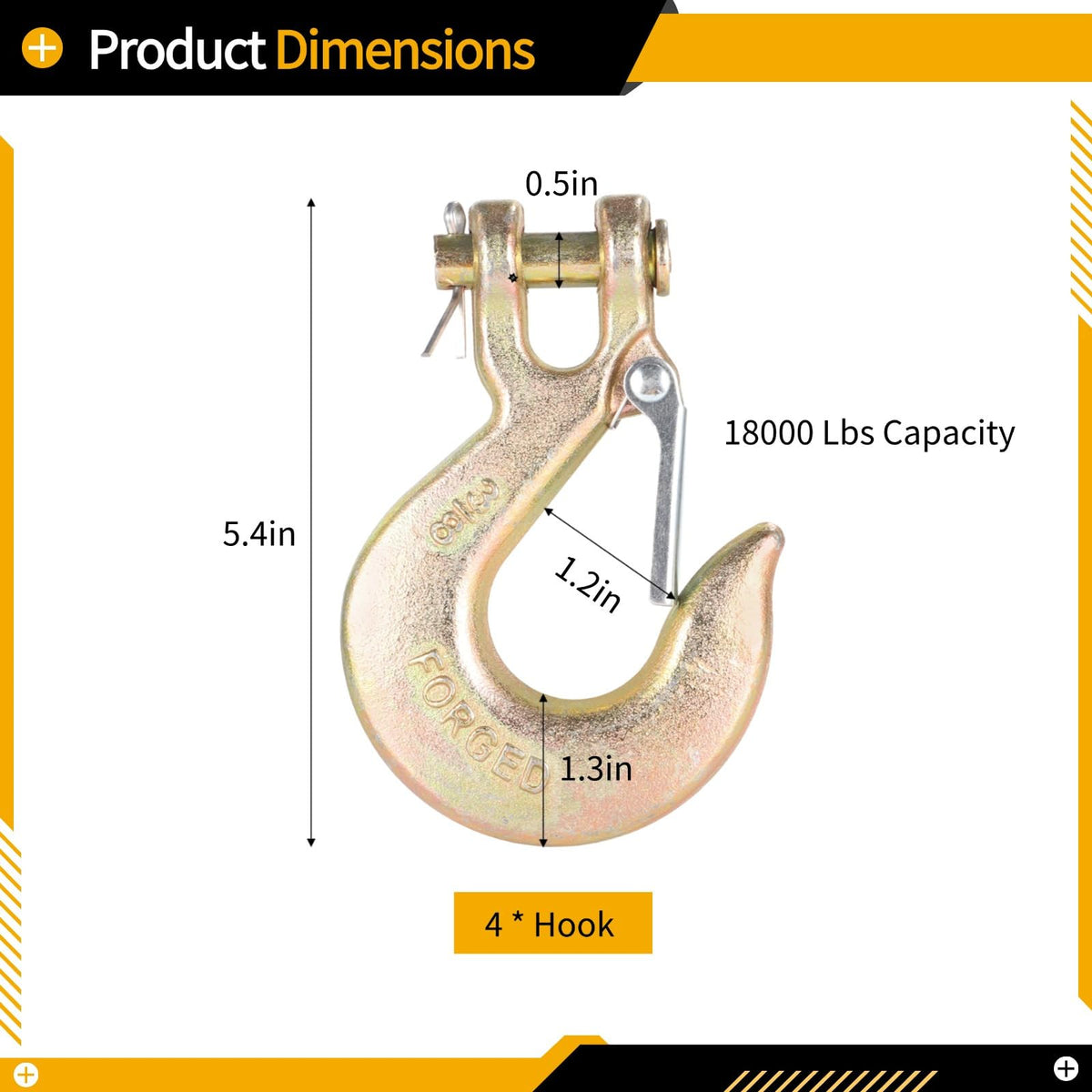 3/8-Inch Grade 70 Steel Clevis Slip Hooks 4-Pack V76027