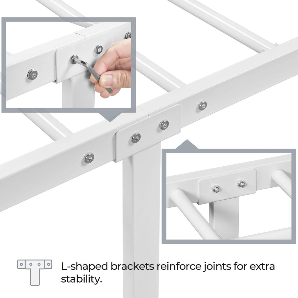 Twin Size White Metal Bed Frame with Headboard R96619