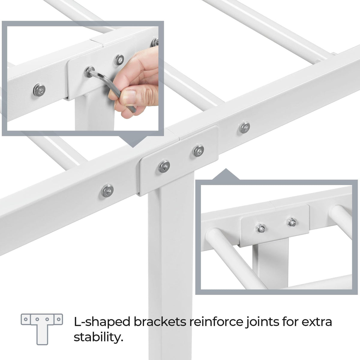 Twin Size White Metal Bed Frame with Headboard R96619