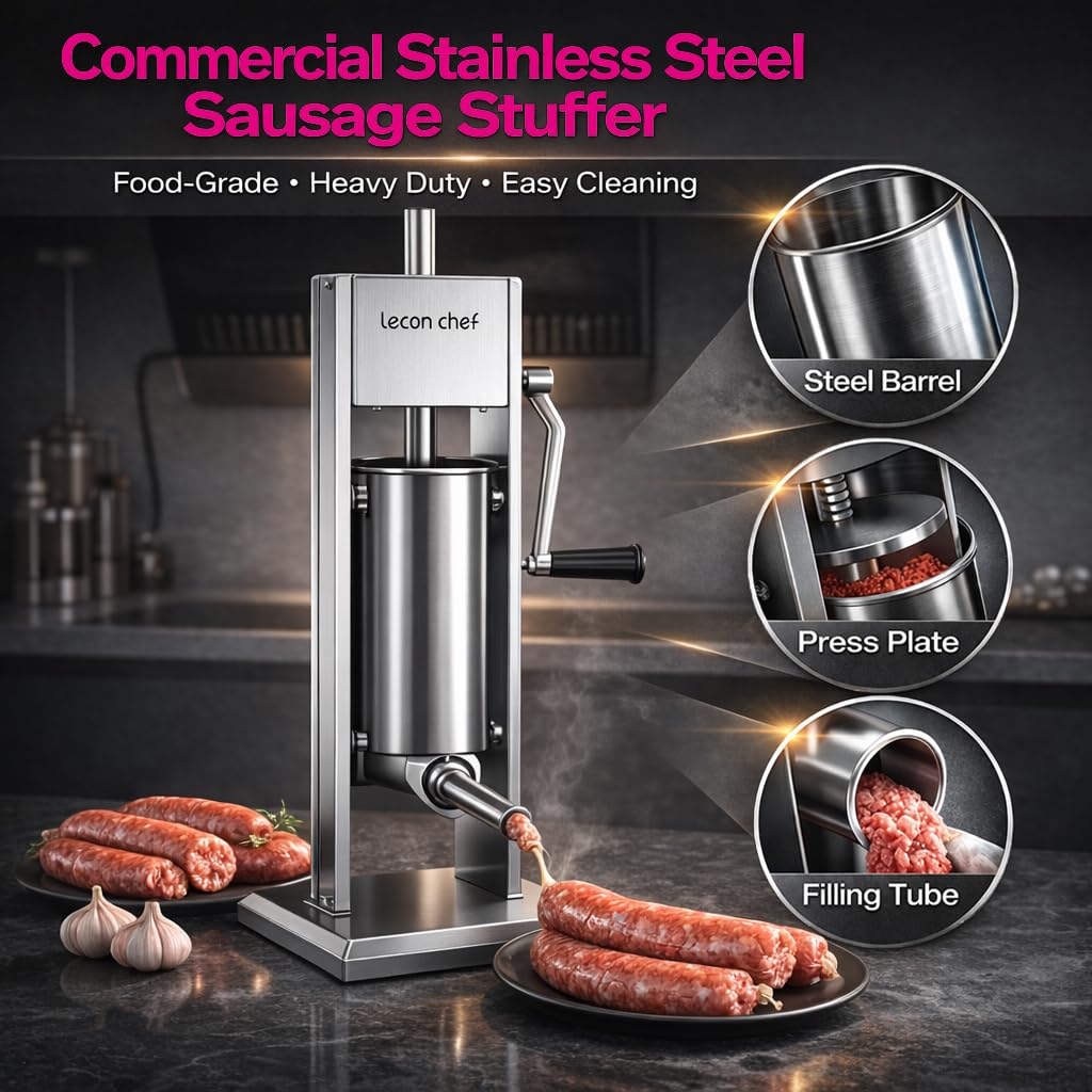 Manual Sausage Stuffer 11lbs/5L Vertical 4 Tubes S59519