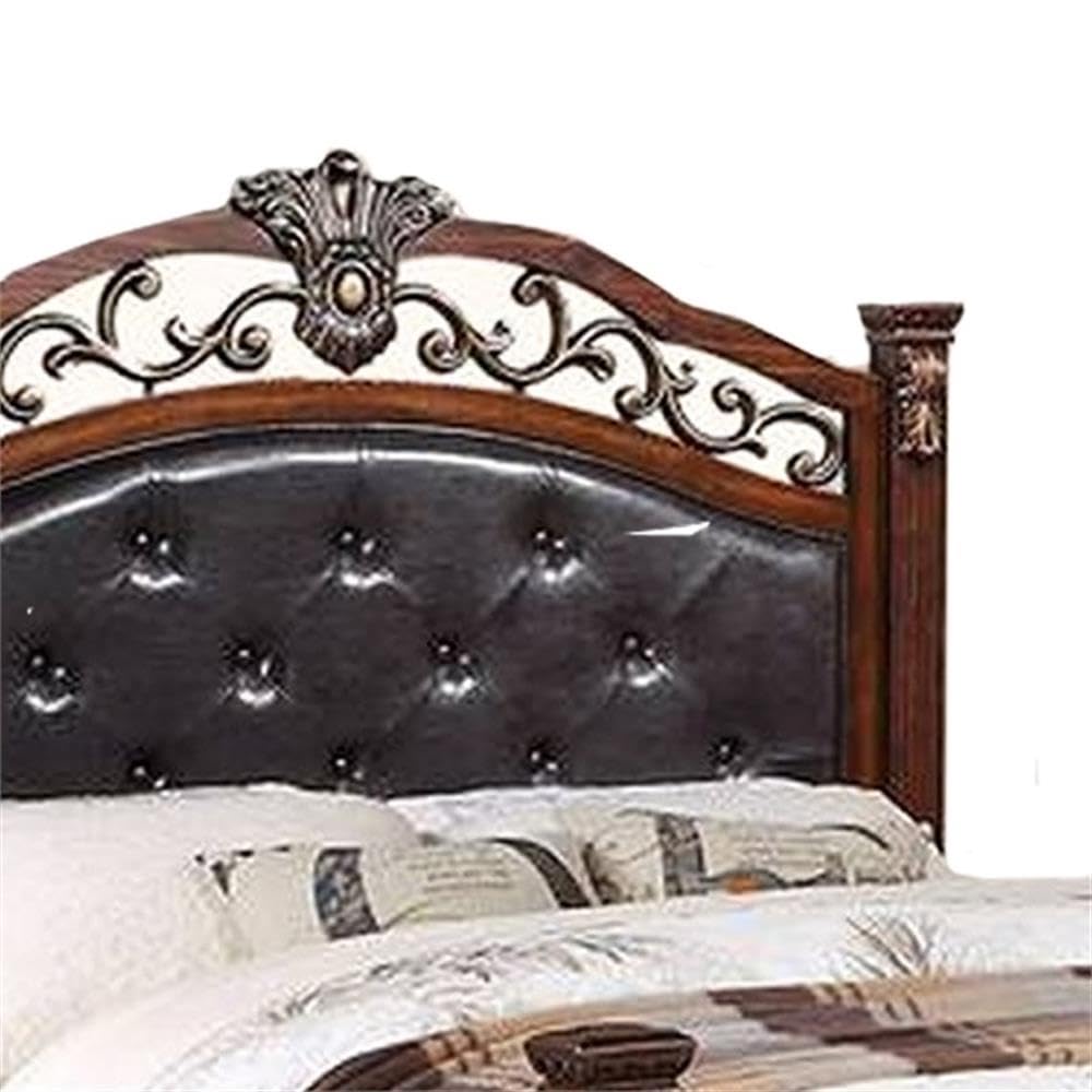 King Bed Tufted Faux Leather Headboard and Footboard F312467