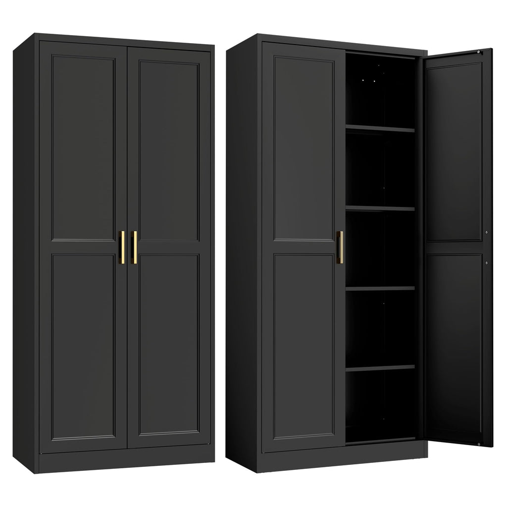 71" Metal Pantry Storage Cabinet with Doors & 4 Adjustable Shelves K475020