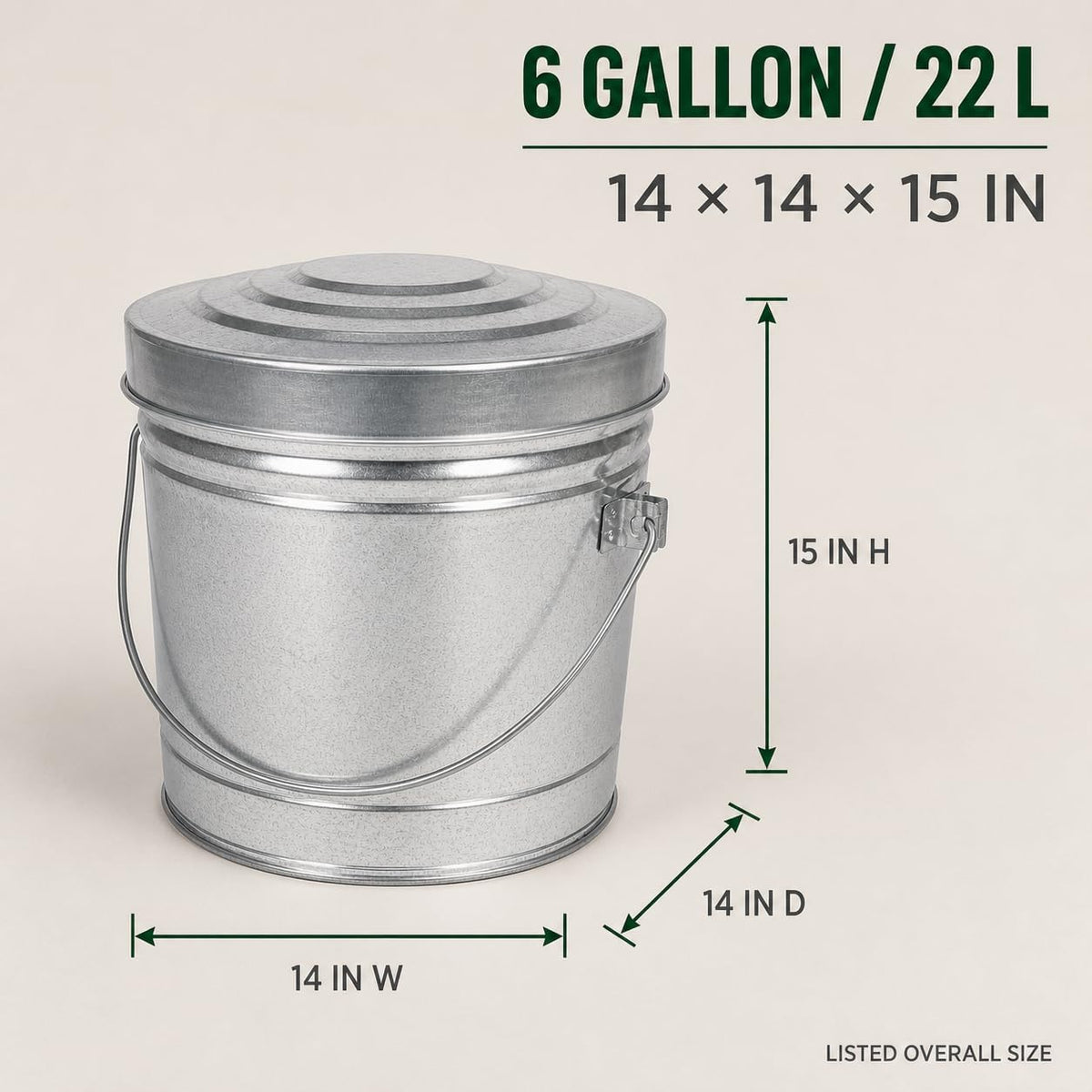 6 Gallon Galvanized Storage Can with Locking Lid R572
