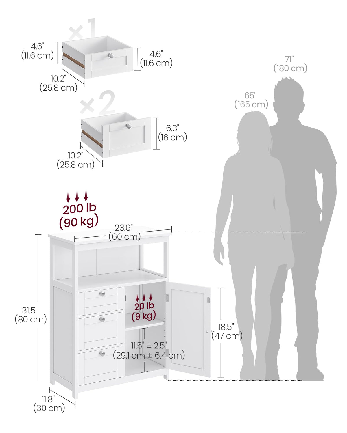 Bathroom Storage Cabinet with 3 Drawers O8701