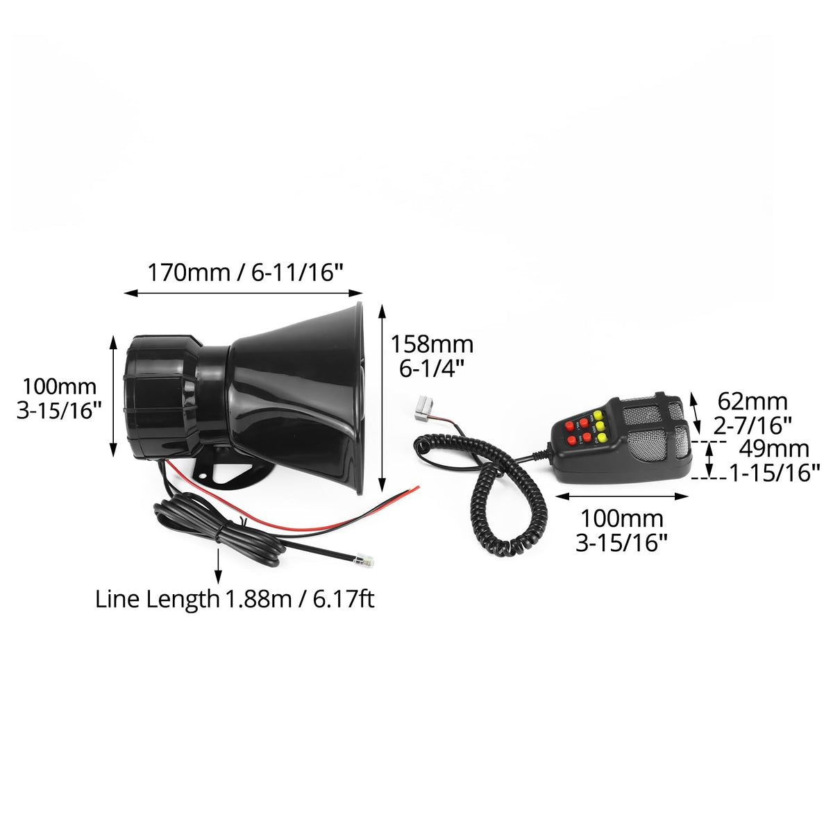 12V 100W 7-Sound Alarm Horn Siren Speaker D997