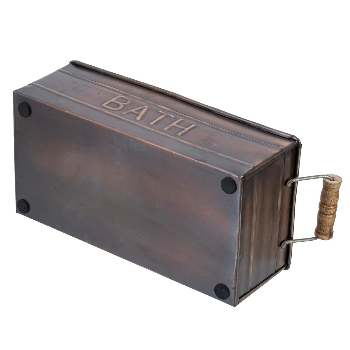 Copper Wooden Handle Toiletries Holder Bin F482156