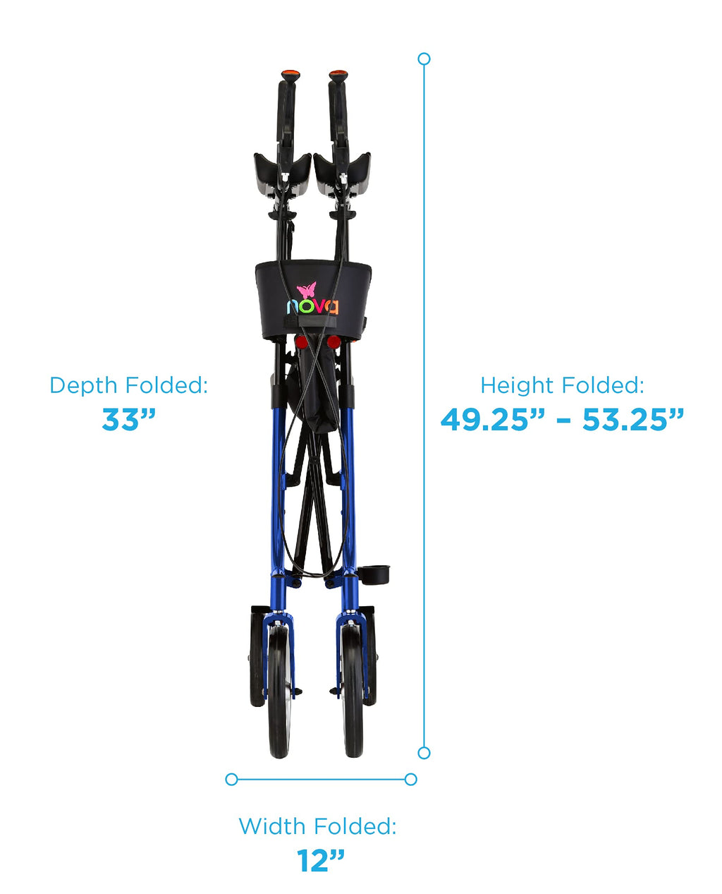 Blue Upright Rollator Walker with 10 Inch Front Wheels F356793