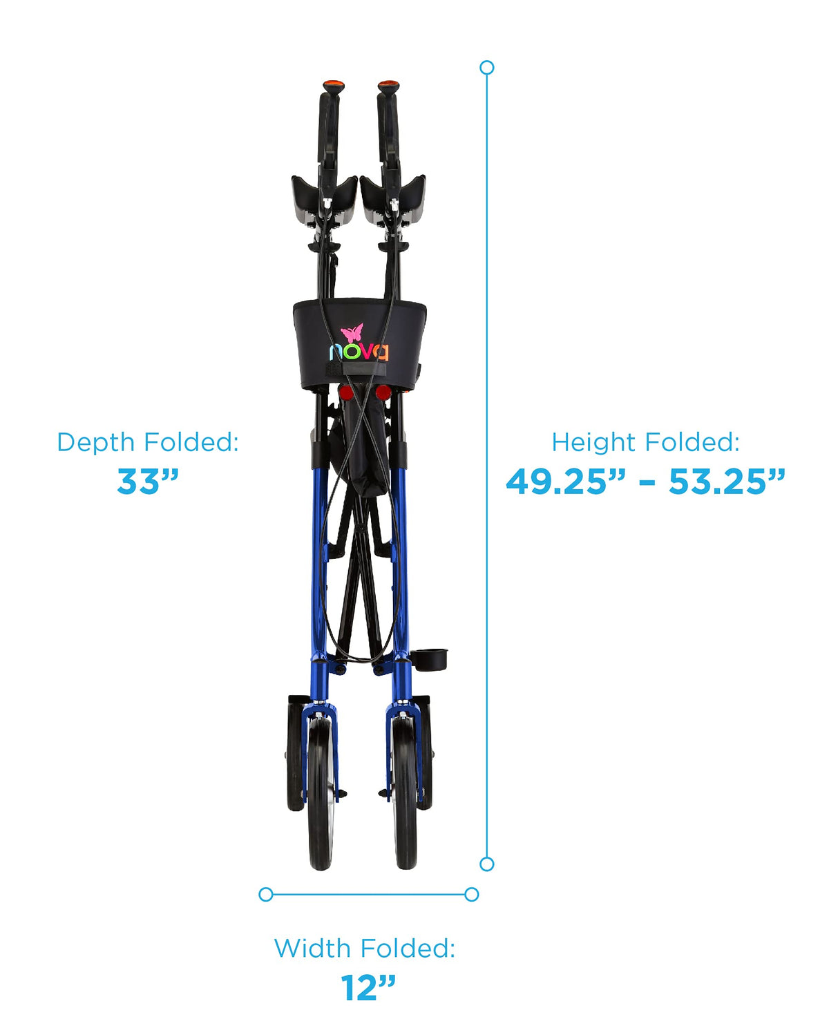 Blue Upright Rollator Walker with 10 Inch Front Wheels F356793