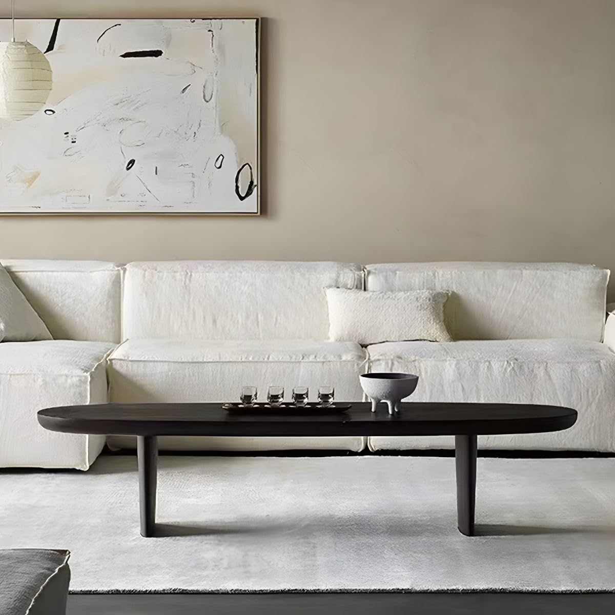 Black Wood Oval Coffee Table 59" L x 19" W x 16" H O5353