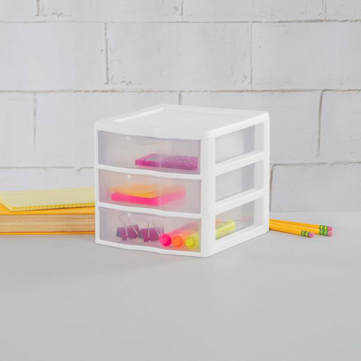 White Plastic 3 Drawer Desktop Storage Unit R85920
