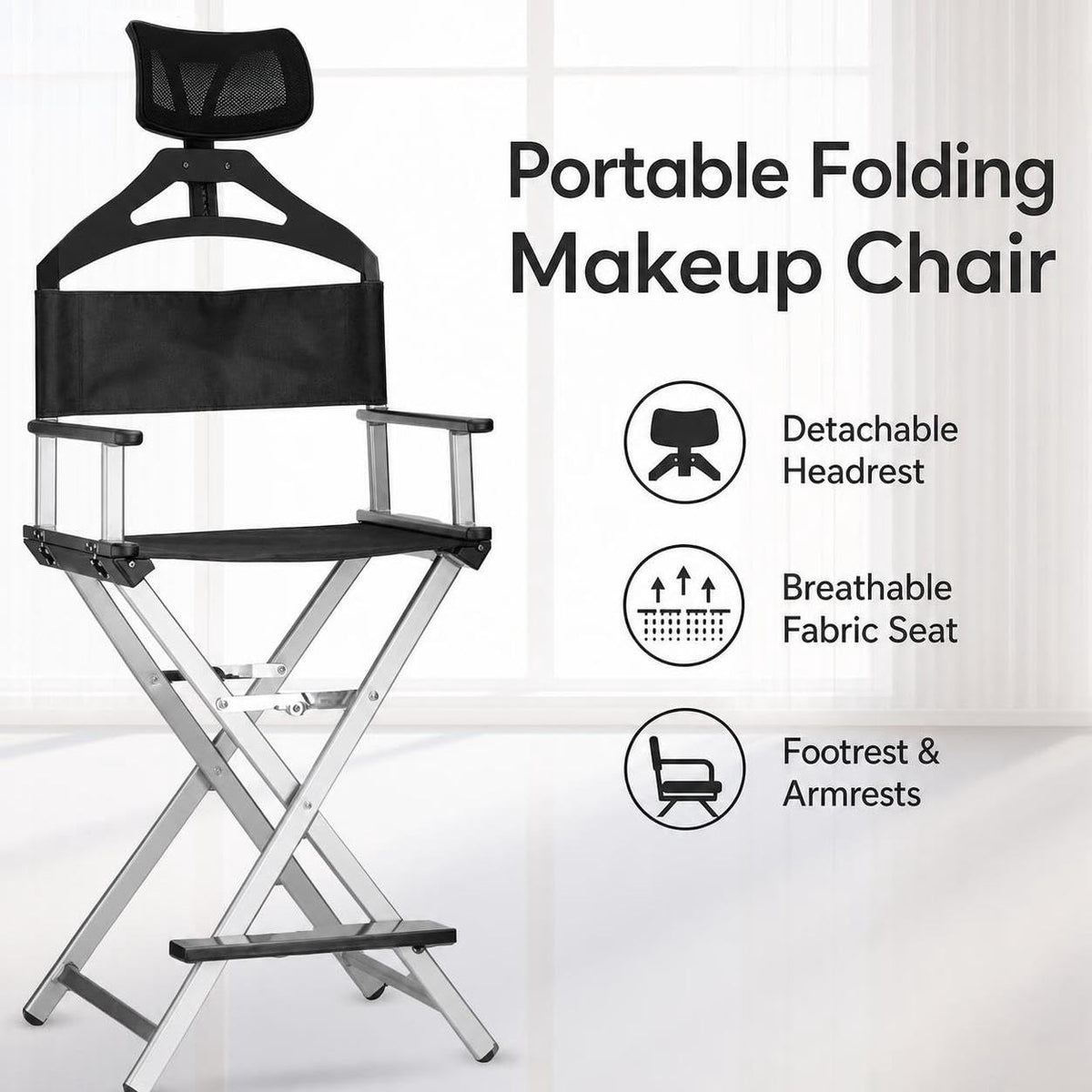 Folding Makeup Artist Chair with Headrest R848557