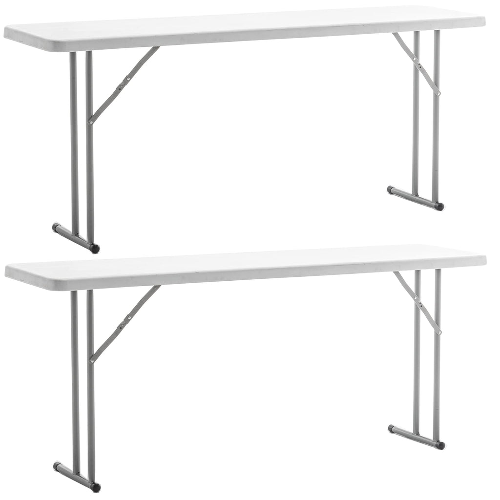 White Granite Plastic Folding Training Table Set of 2 O602