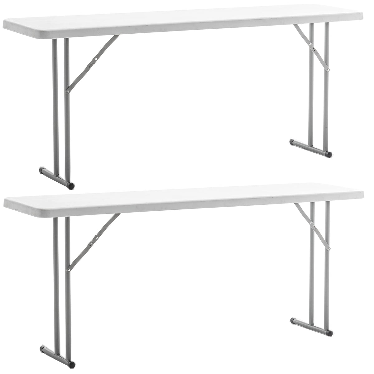 White Granite Plastic Folding Training Table Set of 2 O602