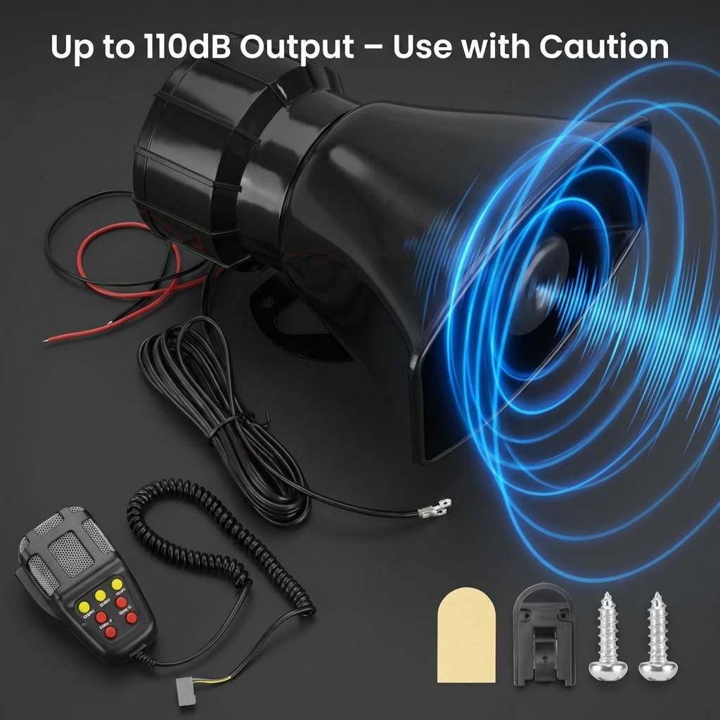 12V 100W 7-Sound Alarm Horn Siren Speaker D997