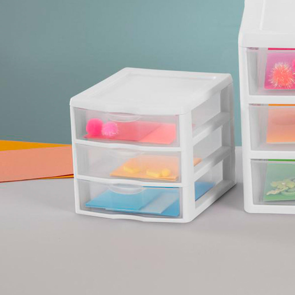 White Plastic 3 Drawer Desktop Storage Unit R85920
