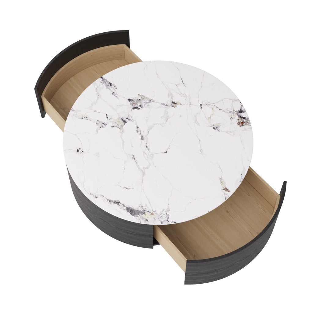 Round Coffee Table with 2 Drawers I872493