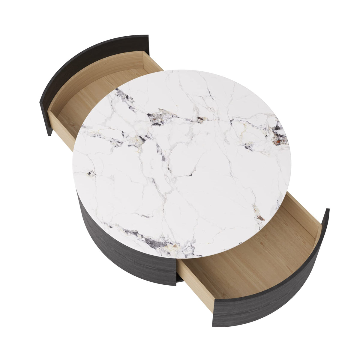 Round Coffee Table with 2 Drawers I872493