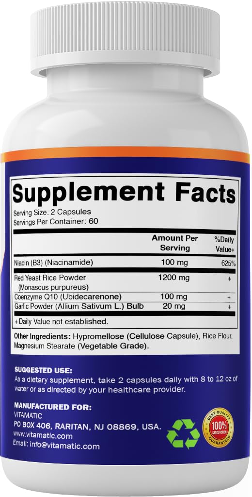 Red Yeast Rice CoQ10 Niacin Garlic 120 Veg Capsules S85418