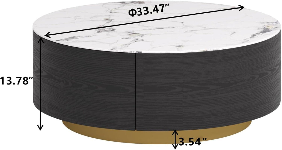 Round Coffee Table with 2 Drawers I872493