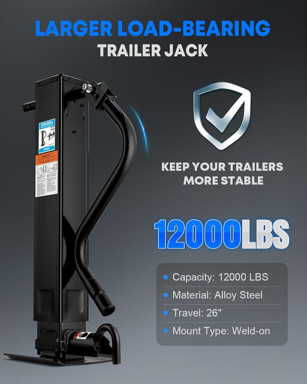 12000 lbs Heavy Duty Trailer Jack P41412