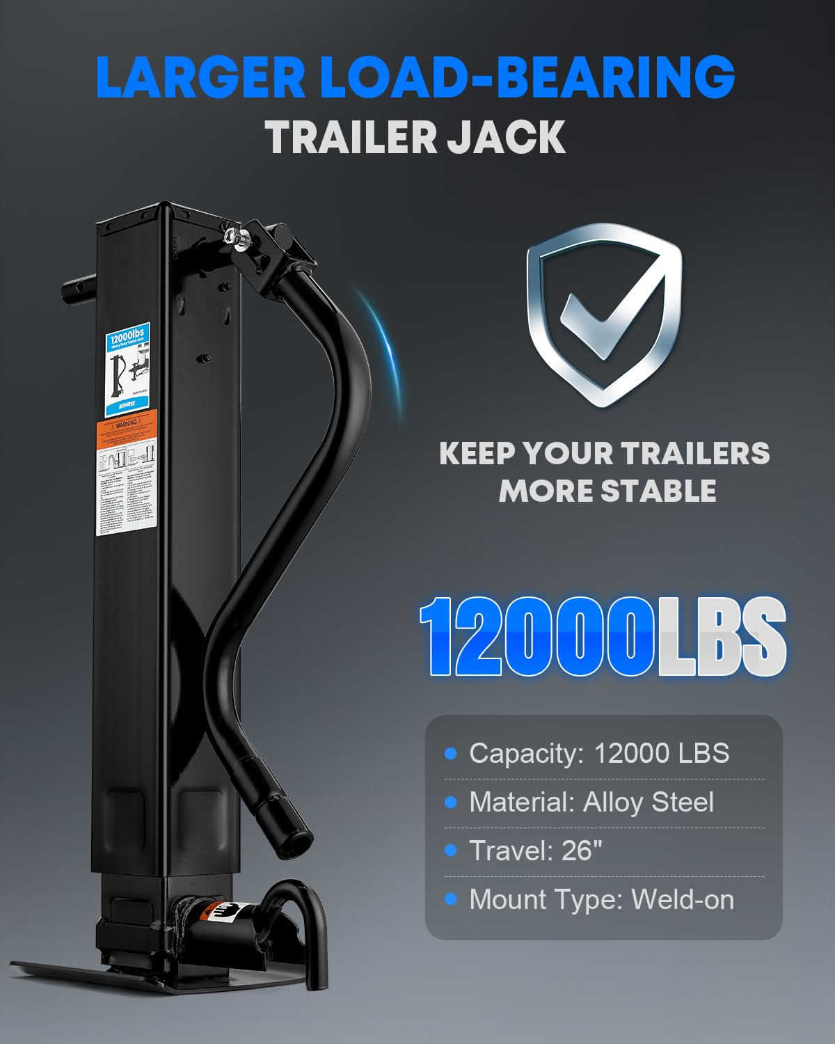 12000 lbs Heavy Duty Trailer Jack P41412