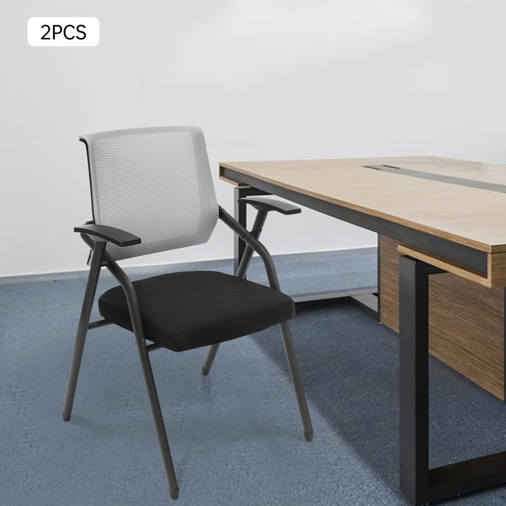 Grey Stackable Folding Mesh Office Chair with Arms T950