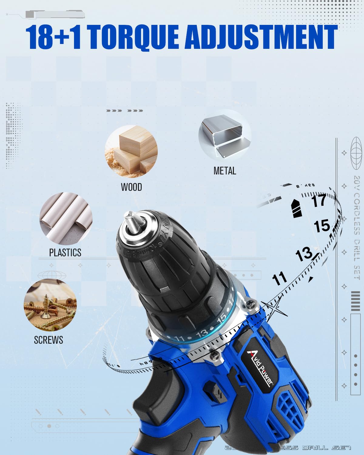 20V Cordless Drill Set with Battery and Charger U8620