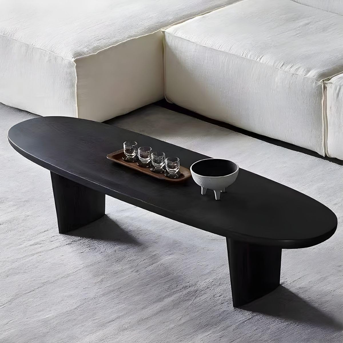 Black Wood Oval Coffee Table 59" L x 19" W x 16" H O5353