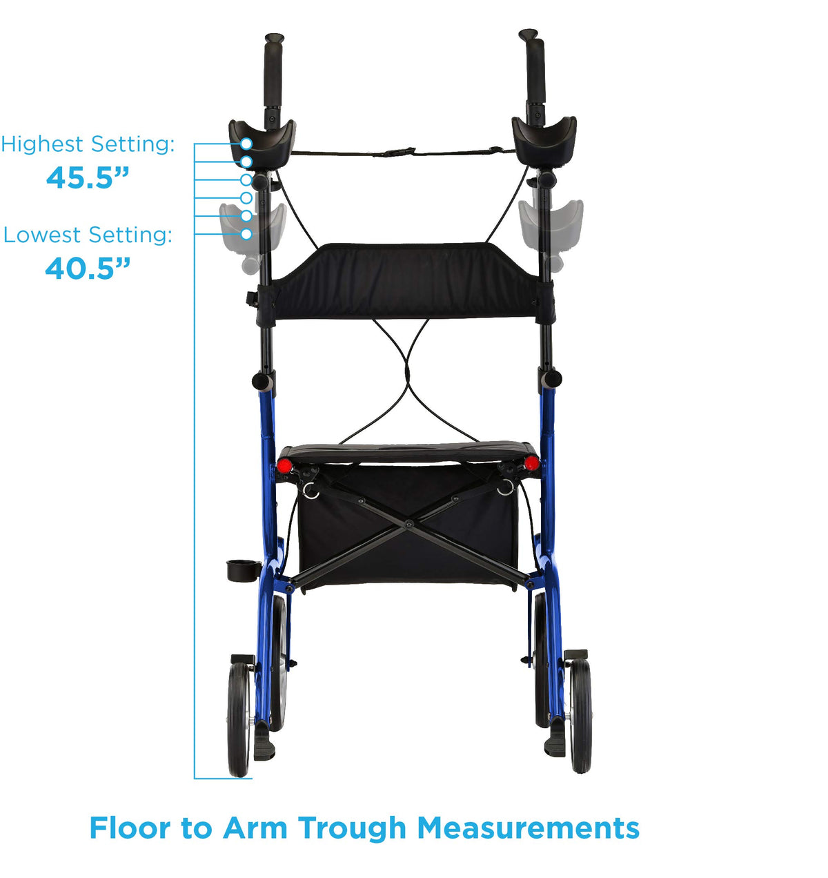 Blue Upright Rollator Walker with 10 Inch Front Wheels F356793